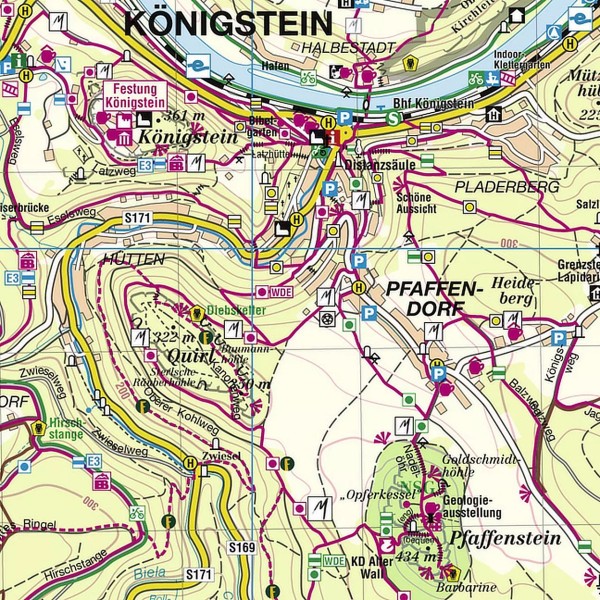 Nationalparkregion Sächsisch-Böhmische Schweiz: Wander- und Radwanderkarte mit Reitwegen