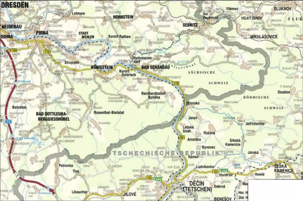 Nationalparkregion Sächsisch-Böhmische Schweiz: Wander- und Radwanderkarte mit Reitwegen